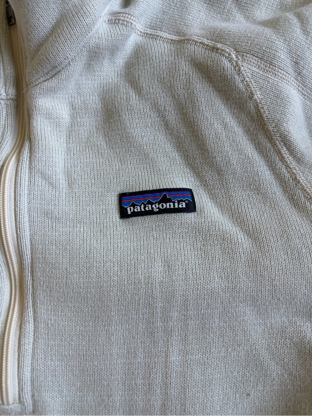 Patagonia Cream Zip Pullover with Mountain Logo